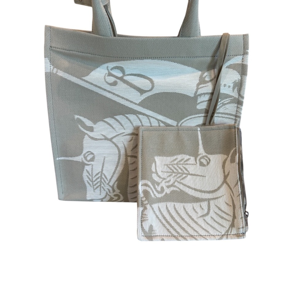 Burberry Unisex Cotton LL EKD Tote in Hunter gray, large, with graphic, 8093183 - Picture 11 of 15